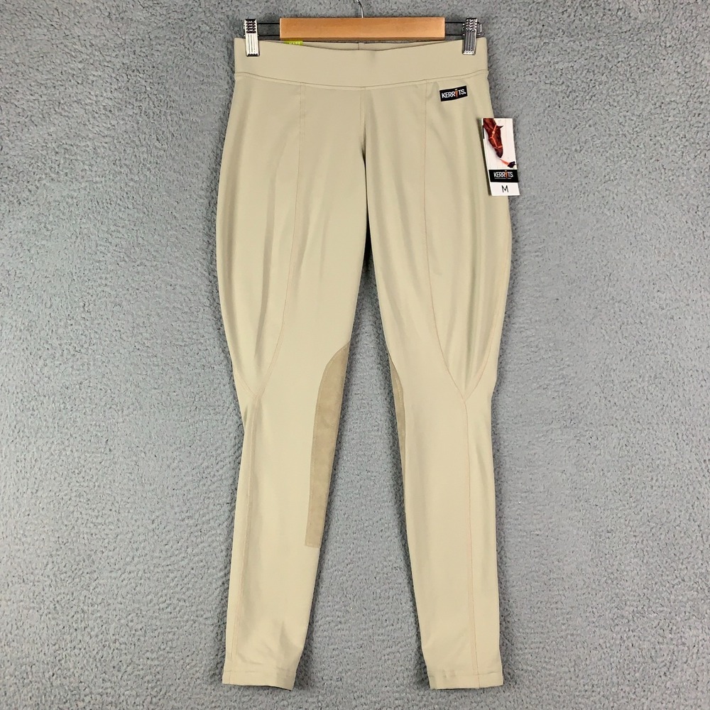 NWT Kerrits Flow Rise Tight Women's Medium Tan Knee Patch Performance Equestrian - Picture 2 of 9